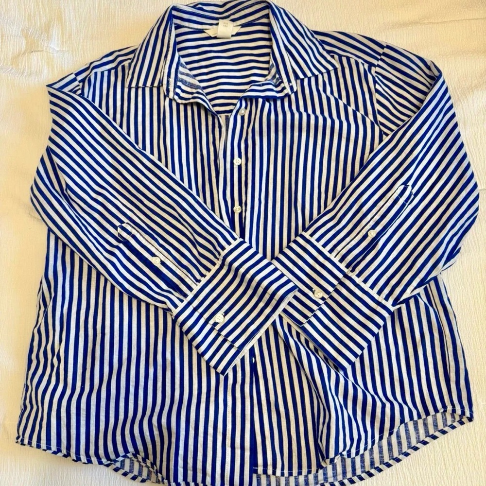 Blue & White Oversized Button Down - image 1